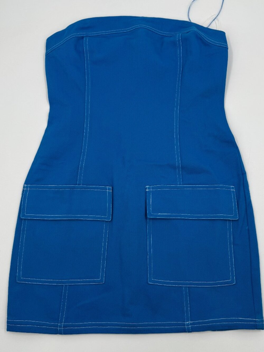 Cloud Ten Mini‎ Tube Dress Womens Small Blue Contrast Stitch Utility Pocket NWT
